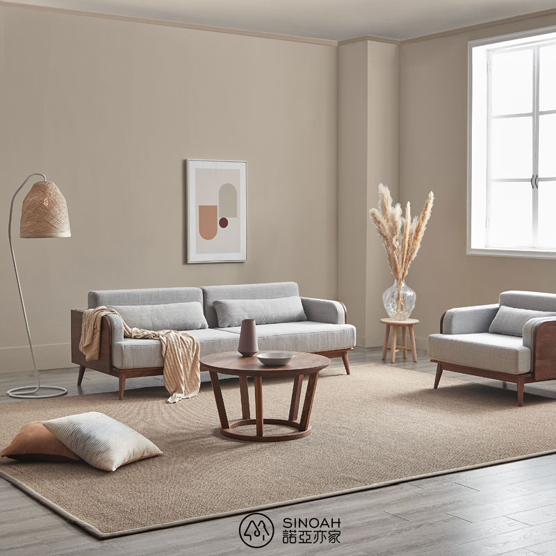 Ąžuolinė medinė sofa 3 sėdimoji tamsiai beicuota